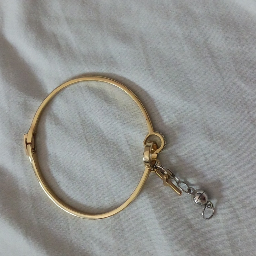 Gold & Sterling Sliver Bracelte // Cross and Connective Charm // Brand Swarovski